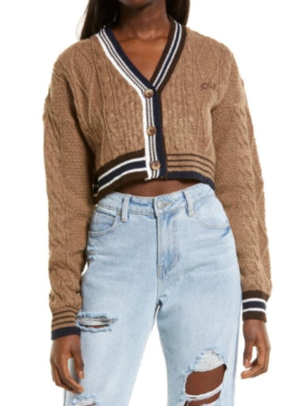 BDG Cricket Cable Knit Cardigan